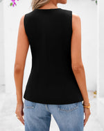 Load image into Gallery viewer, BTFBM Summer Sleeveless Blazer Vest For Women Dressy Button Down Round Neck Business Casual Outfits Work Suit Vests Tops(Black, Medium)
