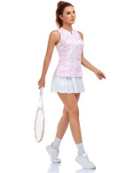 Load image into Gallery viewer, MoFiz Women&#39;s Golf Polo Tennis Shirt Sleeveless Racerback UPF 50+ 1/4 Zip Collarless Quick-Dry Lightweight Athletic Tank Top for Workout Running Sports Pink Camo Print M
