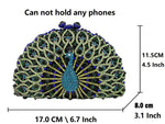 Load image into Gallery viewer, Boutique De FGG Peacock Clutch Bag Women Crystal Evening Handbags Bridal Wedding Rhinestone Clutch Purse Party Prom Bag,Mini,Light Blue
