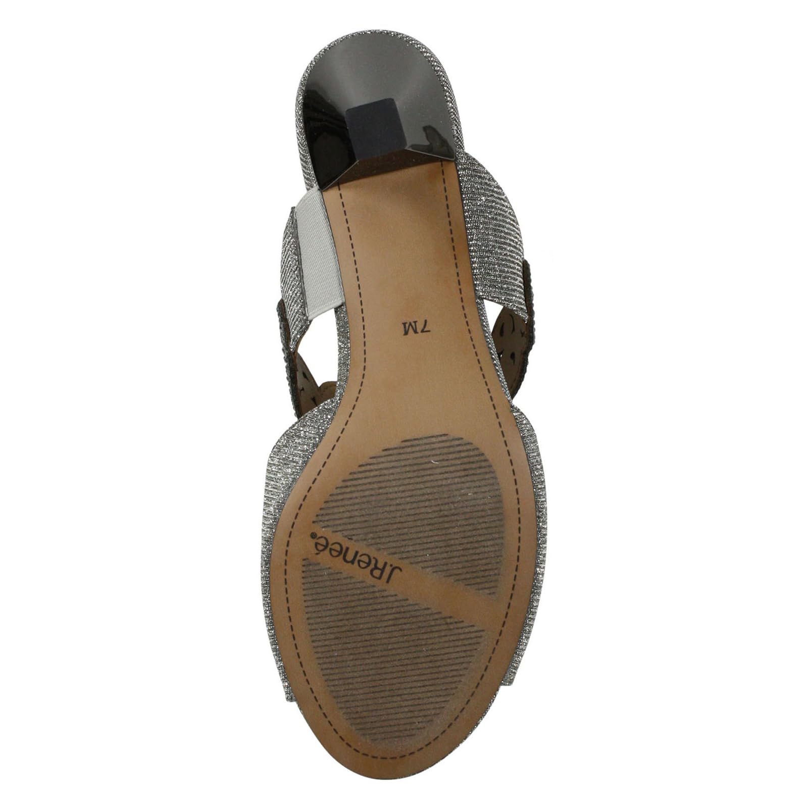 J. Renee Francie - Heels for Women - Soft Satiny Fabric Uppers - Open Toe - Synthetic Linings - Sculpted Heel Pewter Glitter 7 N (AA)
