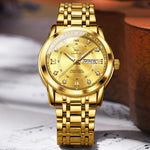 Load image into Gallery viewer, OLEVS Watch for Men Luxury Gold Mens Watch with Day and Date Waterproof Gold Stainless Steel Men's Watch Diamond Roman Numerals Dress Men's Wrist Watches Analog Quartz Watch Men,Reloj de Hombre
