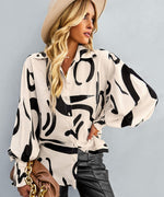 Load image into Gallery viewer, Mincib Women&#39;s Floral Print Blouse Long Sleeve Button Down Shirts Casual Dressy Blouse Shirts Tops(Apricot,L)
