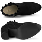 Load image into Gallery viewer, Allegra K Women's Ruffle Block Heel Black Ankle Boots 9 M US
