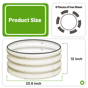 SnugNiture 3 Pcs 2x2x1ft Round Galvanized Raised Garden Bed Kit Outdoor, Metal Planter Box for Planting Plants Vegetables, White