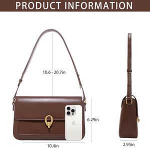 LAFESTIN Split Leather Shoulder Bags For Women with Adjustable Strap, Trendy Crossbody Purses For Women, Designer Inspire Handbags, Caramel Brown