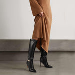 Load image into Gallery viewer, Adrizzlein Black Knee High Boots Women Pointed Toe Stiletto Tall Boots Sexy High Heel Long Boots Fashion Dress Shoes With Side Zipper Black Size 8.5
