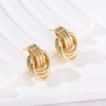 Load image into Gallery viewer, Chunky Gold Drop Earrings for Women - Minimalist Knot Earrings, Trendy Geometric Dangle Statement Earring Jewelry
