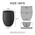 Load image into Gallery viewer, Kante 21.7&quot; H Natural Concrete Tall Planter, Large Outdoor Indoor Decorative Pot with Drainage Hole and Rubber Plug, Modern Round Taper Style for Home and Patio Burnished Black
