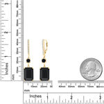 Load image into Gallery viewer, Gem Stone King 13.94 Cttw Black Onyx Dangle Earrings For Women | 18K Yellow Gold Plated Silver | Gemstone Birthstone | Emerald Cut 14X10MM

