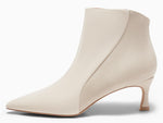 Load image into Gallery viewer, Coutgo Womens Kitten Heel Ankle Boots Pointed Toe Side Zipper Fall Winter Booties Shoes, Beige, Size 7.5
