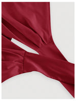 Load image into Gallery viewer, SHENHE Women's Satin Wrap Ruched Tie Side Tank Top Deep V Neck Sleeveless Elegant Blouse Burgundy X-Small
