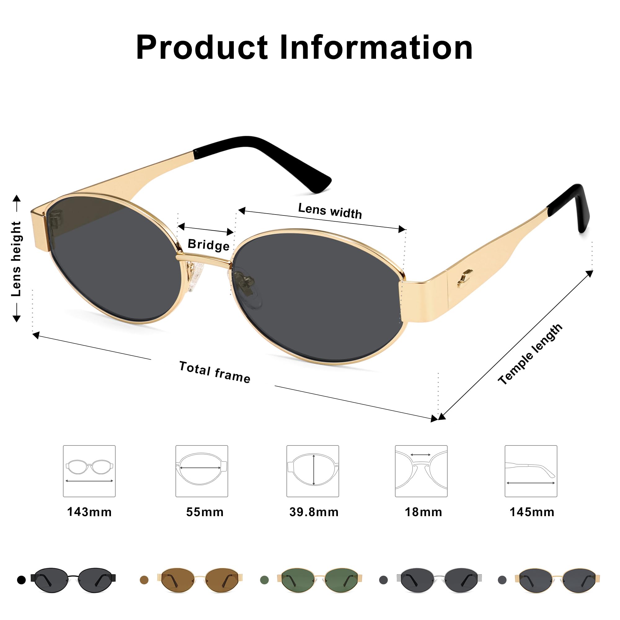 SOJOS Retro Oval Sunglasses for Women Trendy Sun Glasses Classic Shades UV400 Protection SJ1217 Gold/Grey