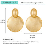 Load image into Gallery viewer, FAMARINE Big Disc Drop Dangle Earrings Statement Brushed Round Hammered Women Earrings Fashion Jewelry, Matte 14K Gold Plated Brass
