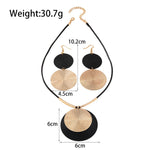 Load image into Gallery viewer, YOOESTORES82 Gold Disc Pendant Necklace Earrings Set Leather Cord Black Circle Statement Necklaces Geometric Textured Medallion Jewelry For Women Party Fashion (Gold)
