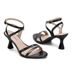 Load image into Gallery viewer, FREECHICC Women's Strappy Kitten Heels Sandals for Women High Heels Open Round Toe Ankle Strap Dress Shoes for Wedding Party Summer Dress Shoes Black,9
