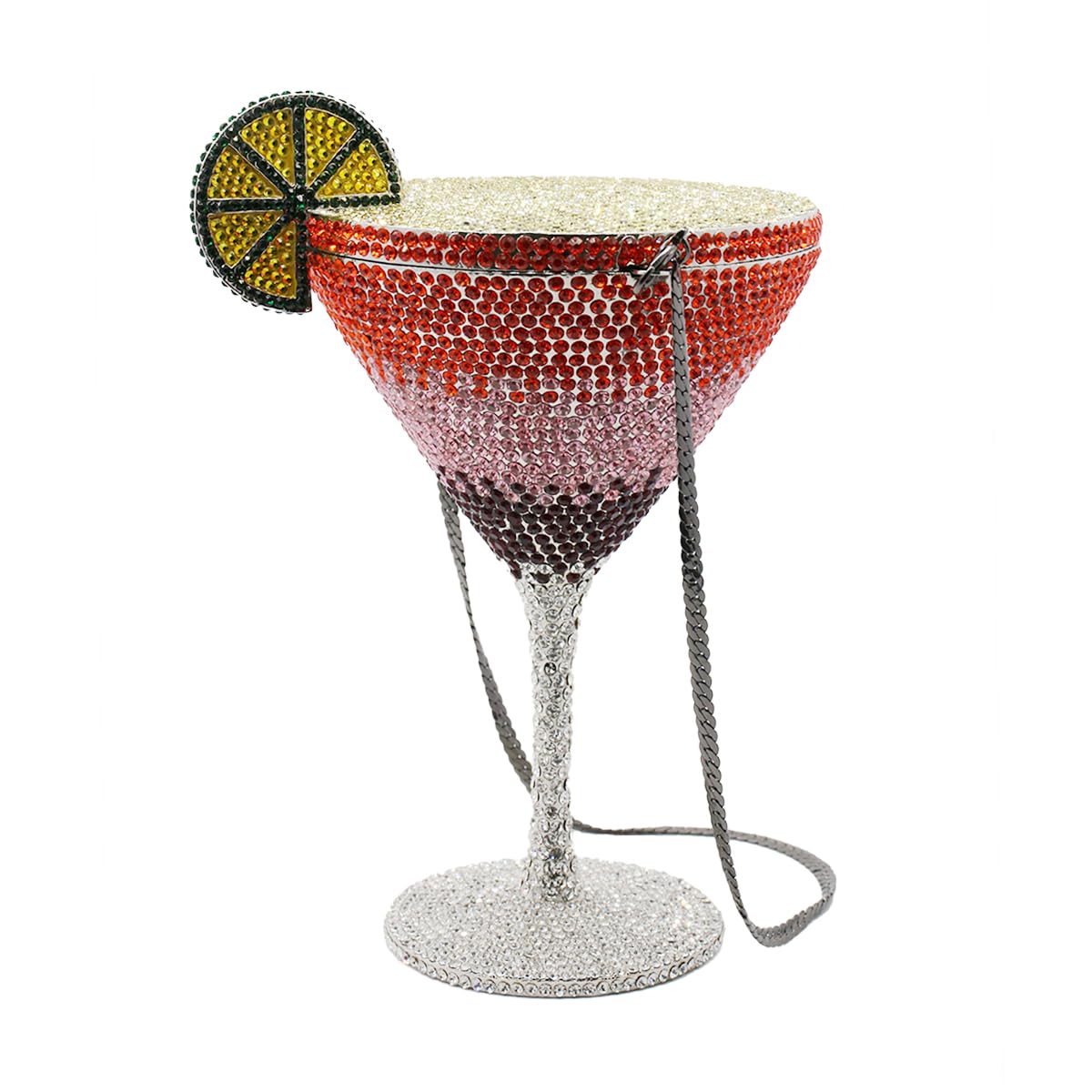 UMREN Cocktail Goblet Rhinestone Clutch for Women Unique Crystal Evening Bag Diamond Purse Wedding Party Prom Handbag Orange Yellow