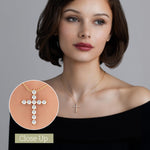 Load image into Gallery viewer, GILDED 1 ct. T.W. Lab Grown Diamond (SI1 Clarity, F Color) and 14 KT Gold Plated Sterling Silver Cross Pendant with an 18 Inch Spring Ring Clasp Cable Chain
