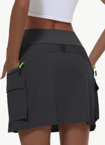 Load image into Gallery viewer, MIVEI Women's Hiking Cargo Skort Skirt High Waisted Golf Dressy Casual with Zipper Pockets Workout Sport Quick Dry Skirts Black
