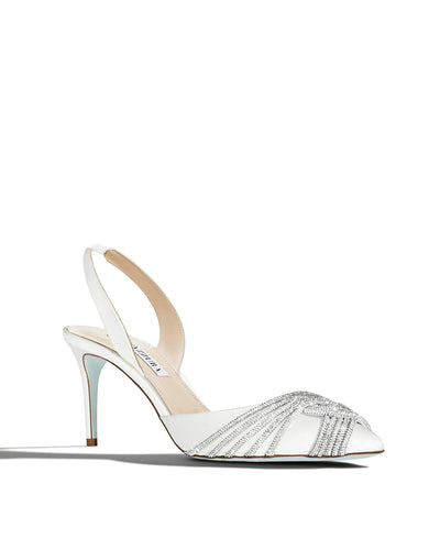 Aquazzura Gatsby Sling Satin 75, White, 7