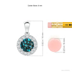 Load image into Gallery viewer, Angara Natural 0.8 Ct Enhanced Blue Diamond and 0.21 Ct Diamond Halo Pendant Necklace for Women in 14K White Gold (Grade-AA | Size-6mm) | Birthday, Anniversary, Wedding Jewelry Gift For Women
