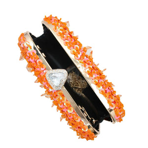 RomanticDesign Women Bling Evening Bag Fashion Embroidered Beaded Sequin Clutch Cocktail Wedding Party Purse, Orange