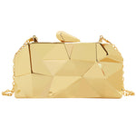 Load image into Gallery viewer, Reberomantic Women Lattice Pattern Metal Handbag Chain Geometric Evening Clutch Purse (G-Large Gold)
