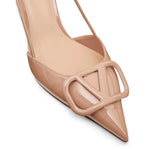 Load image into Gallery viewer, CarolieRossi Women Heeled Slingback Sandals Closed Pointed Toe Stiletto High Heels Slip-On Backless Evening Prom Party Dress Shoes Nude Size 9
