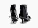 Load image into Gallery viewer, Coutgo Womens Kitten Heel Ankle Boots Pointed Toe Buckle Side Zipper Tassel Fall Winter Booties Shoes, Cool Black, Size 6.5
