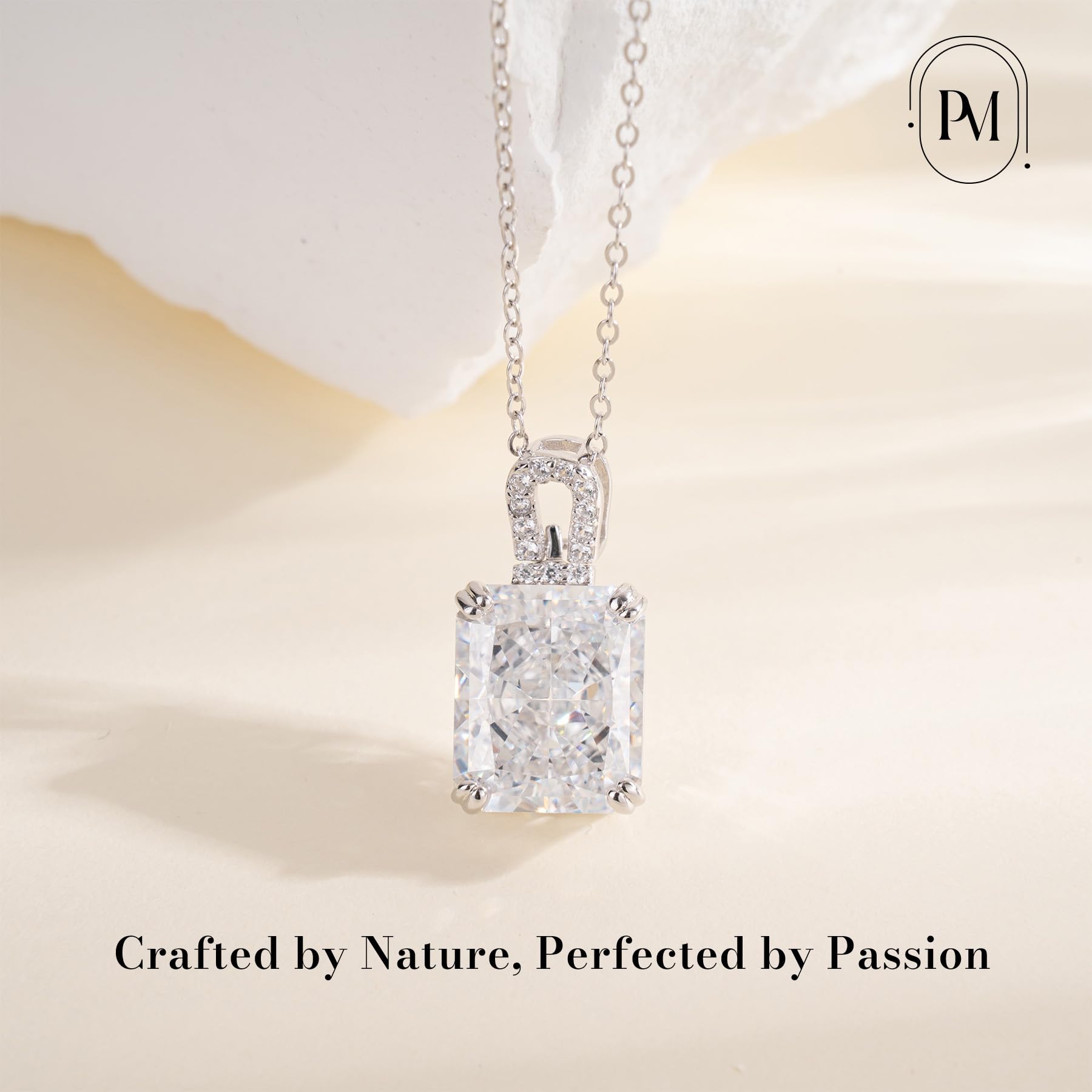 PurpleMoon Silver Necklace for Women, 18k White Gold Plated April Birthstone Diamond Crystal Pendant, Elegant Jewelry Gift for Birthday, Valentine’s Day, Christmas