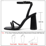 Load image into Gallery viewer, RIBONGZ Black Prom Heels for Women Chunky Block Heeled Sandals Square Open Toe Strappy High Heels Ankle Strap Wedding Bridal Shoes Sexy High Heel Sandals for Party Dress 8
