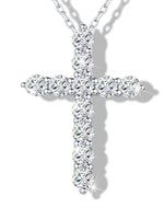 Load image into Gallery viewer, SugarTang Moissanite Cross Necklace for Women and Men, 14K/18K Gold Plated Sterling Silver Diamond Cross Necklaces (0.66cttw/0.94cttw,Silver/Gold)
