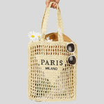 Load image into Gallery viewer, ABHONOR Hollow Crochet Woven Handbag Straw Woven Bag Straw Mesh Tote Bag For Women Woven Beach Shoulder Bag Pool Beach Bags (Beige)
