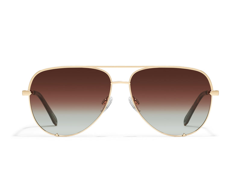 QUAY - Sunglasses for Men & Women, Polarized Aviator Lenses with UV Protection, Oversized Sunglasses (High Key Extra Large, Gold)