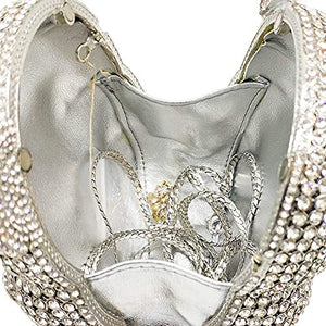 Boutique De FGG Bear Evening Bags and clutches for Women Formal Crystal Clutch Purse Party Animal Rhinestone Handbags,Mini,Silver