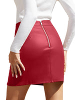 Load image into Gallery viewer, We1Fit Womens Fuax Leather Skirt High Waisted Bodycon Pencil Mini Skirts with Shorts Red
