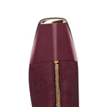 Load image into Gallery viewer, XINIUNIU Ankle Boots for Women Burgundy Booties Block Chunky Heeled Metal Square Toe Suede Front Zipper 3 Inch Dressy Short Boot Size 7.5
