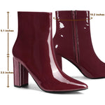 Load image into Gallery viewer, Allegra K Women's Chunky Heel Pointed Toe Zip Burgundy Ankle Boots - 9 M US
