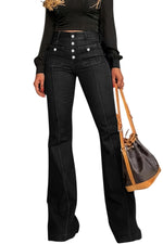 Load image into Gallery viewer, GOLDPKF Womens Bell Bottom High Waisted Jeans Flare Curvy Tummy Control Button Fly Denim Pants Slim Stretch Bootcut Leg Trouser with Pockets Black M
