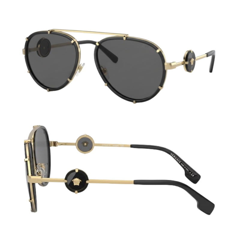 VERSACE VE2232 Medusa PILOT Shape Sunglasses with Luxury Eyewear kit