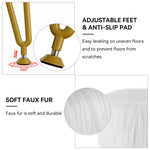 Load image into Gallery viewer, RunLexi Vanity Stool Chair with Storage, Faux Fur Makeup Room Seat Stool, Soft Padded Seat, Round Footrest Footstools with 4 Metal Legs &amp; Adjustable Footings, Vanity, Bathroom, Bedroom Chairs White

