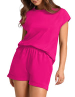 Load image into Gallery viewer, WIHOLL Travel Outfits for Women 2025 Fashion Trendy Short Sets Women Two Piece Sets Hot Pink S
