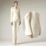 Load image into Gallery viewer, YSMLOIU 3 Pieces Womens Satin Suits Slim Fit Suit for Women Casual Dressy Pantsuits Womens' Tuxedo Formal Outfits Red 10
