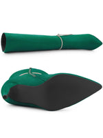 Load image into Gallery viewer, Allegra K Women&#39;s Rhinestone Chain Pointed Toe Stiletto Heels Green Knee High Boots 9 M US
