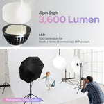 Load image into Gallery viewer, LimoStudio (LED Super Bright) 1200W Output Photo Studio Umbrella Continuous Lighting Kit, 6500K Neutral Day Light, 10800 Lumen, CRI&gt;95, White Soft Umbrella Diffuser &amp; Black, Silver Reflector, LMS103
