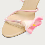 Load image into Gallery viewer, Flower High Heels for Women Calla Lily Open Toe Floral Stilettos Heels Sexy Strappy Wedding Birthday Dressy Heeled Sandals
