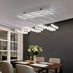 Load image into Gallery viewer, Maxax Rectangle Crystal Raindrop Chandelier, 8 Lights Modern Flush Mount Pendant Lighting, K9 Clear Ceiling Light Fixture, for Living Room, Bedroom, Dining Room, Kitchen Island
