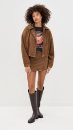 Load image into Gallery viewer, MOON RIVER Women's Stud Detail Zipper Front Faux Suede Jacket, Camel, Brown, M
