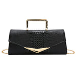 Load image into Gallery viewer, WIGUYUN Women Vegan Leather Evening Handbag Crocodile Pattern Handle Clutch Purse Cross Body Envelope Bag Black
