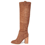 Load image into Gallery viewer, Erocalli Brown Knee-High Boots Suede Boots Fall Boot For Women Chunky Block High Heel Slouchy Boot Round Toe Side Zipper
