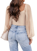 Load image into Gallery viewer, DOROSE Womens Blouse Lantern Sleeve Swiss Dot Business Casual Tops Shirts Cream XL
